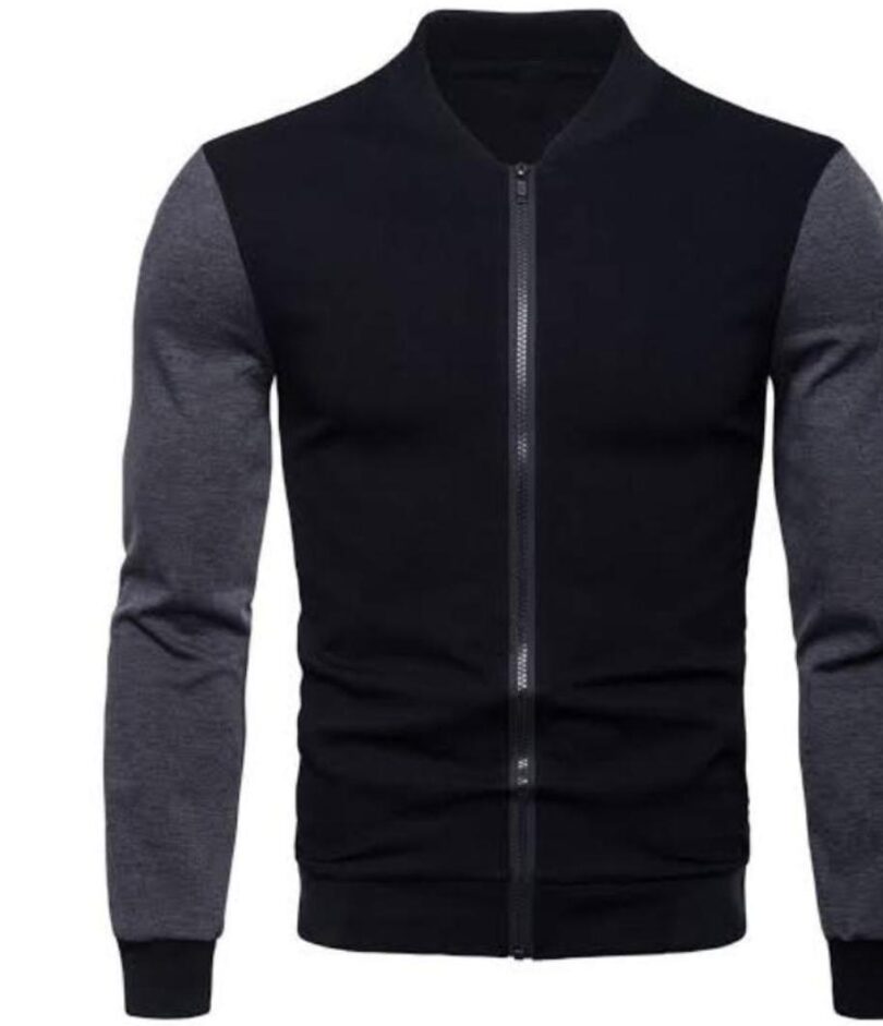 Men's Polyester Plain Jacket - 1 Pc in Black or Grey - Image 6