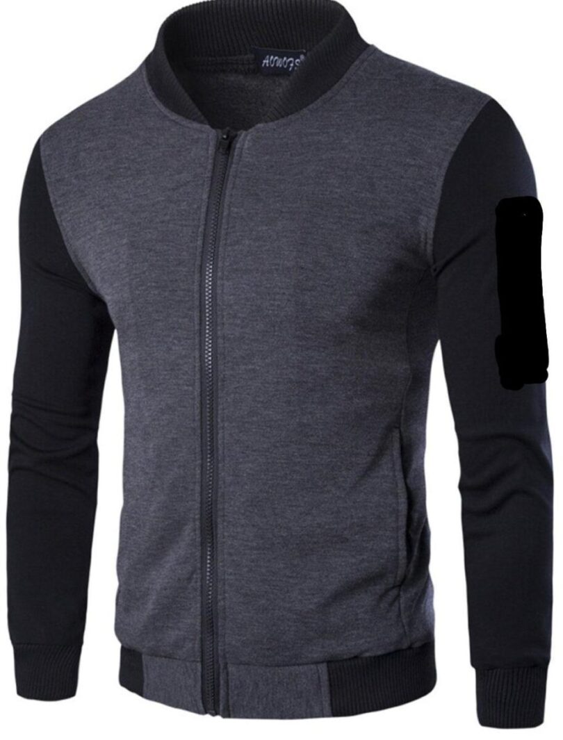 Men's Polyester Plain Jacket - 1 Pc in Black or Grey