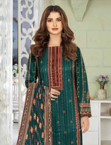 Amna.B-3 Pcs Women's Unstitched Lawn Printed Suit