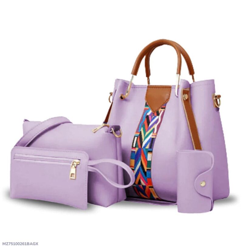 BagX - Capri 4 Pcs Lilac PU Leather Handbag, Lilac - Image 2