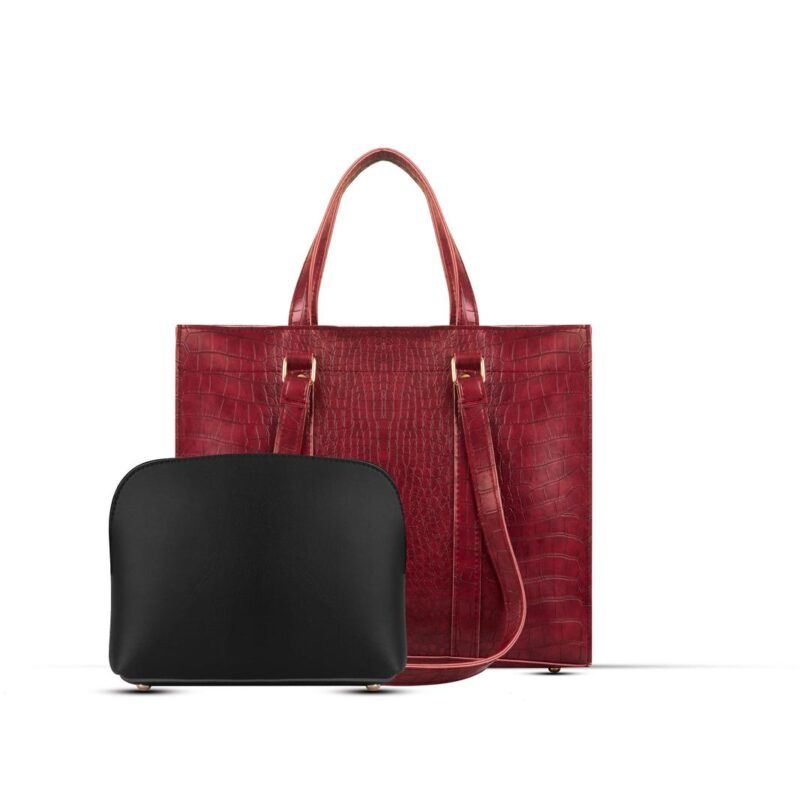 BagX - Zara 2 Pcs Maroon PU Leather Totebag, Maroon