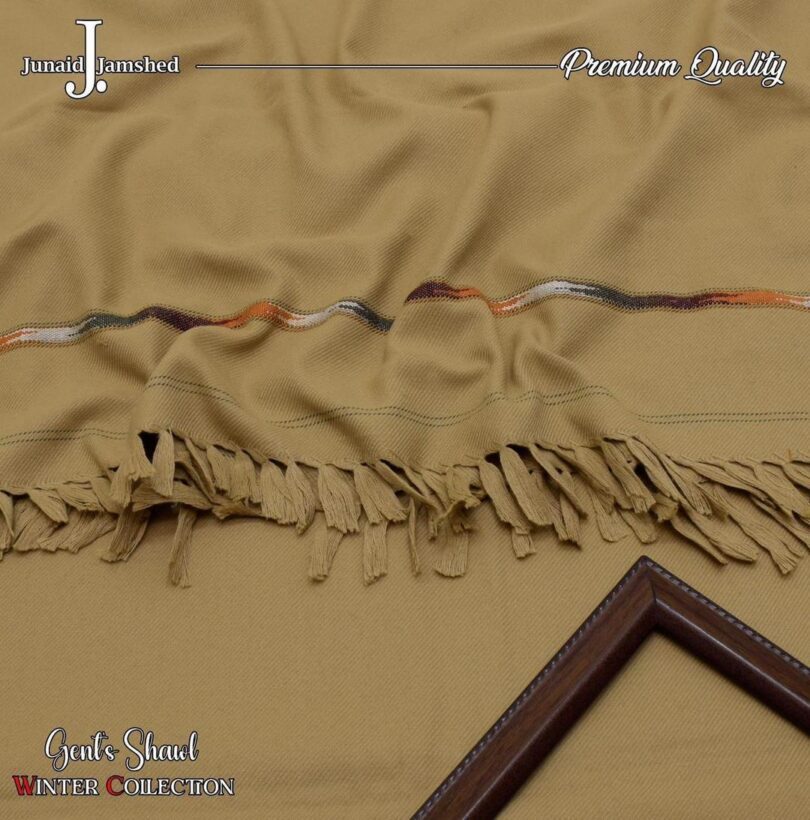 Mustard Wool Embroidered Shawl - 1 Piece - Image 2