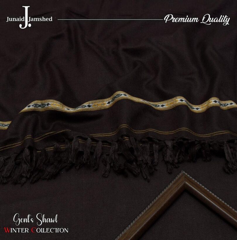 Elegant Brown Embroidered Wool Shawl - 1 Pc