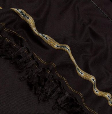 Elegant Brown Embroidered Wool Shawl - 1 Pc - Image 2