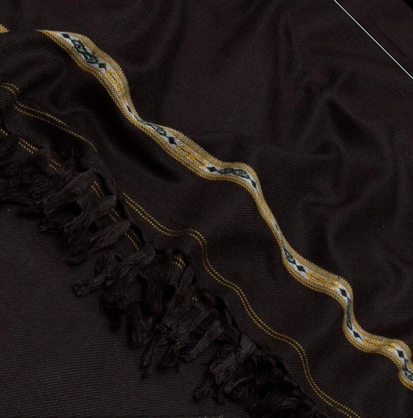 Elegant Brown Embroidered Wool Shawl - 1 Pc - Image 2